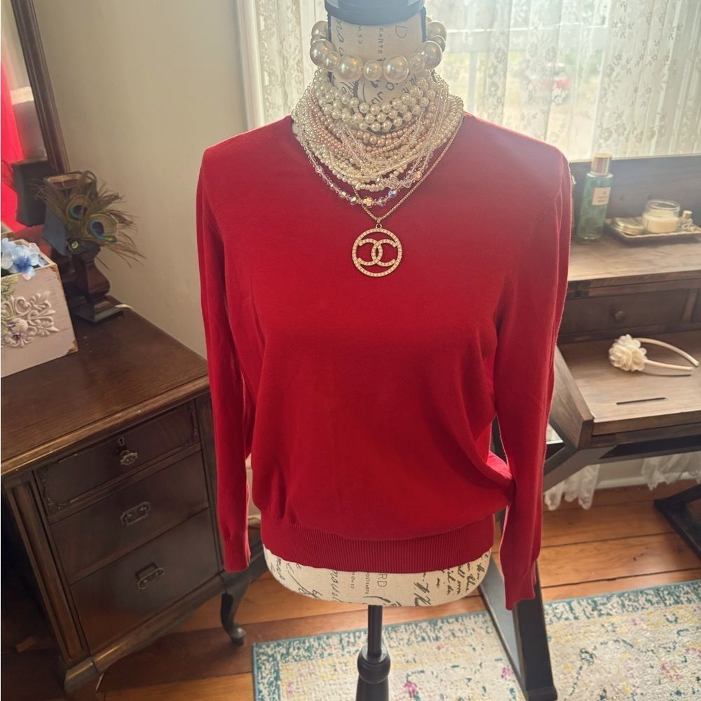 VTG Henri Bendel Red Cotton Sweater